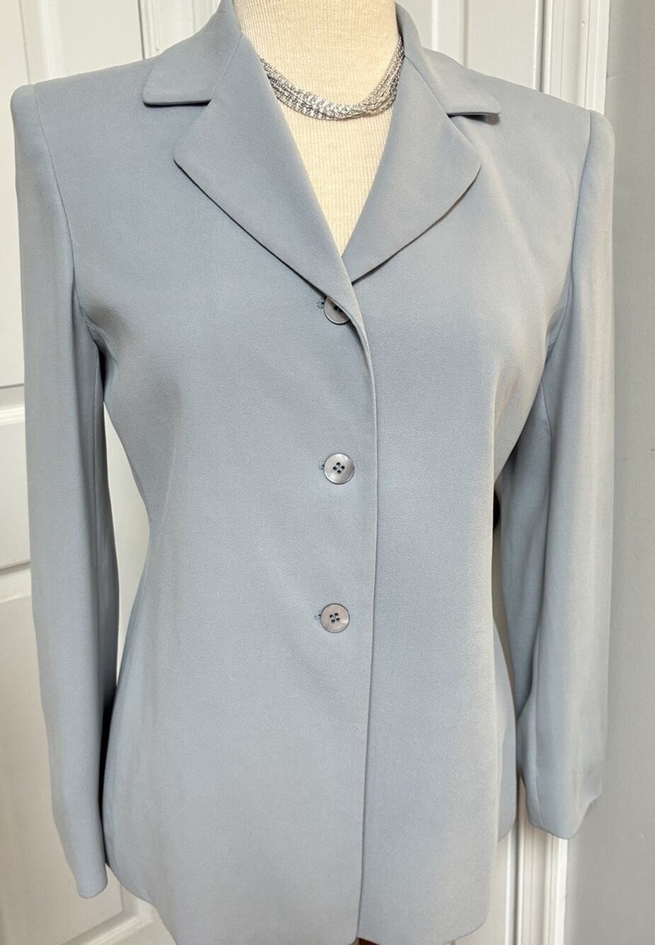 Vtg 90s Jones New York 100% Silk Blazer Jacket Periwinkle Blue NWT Lord Taylor 4